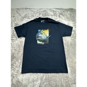 Hawaiian Style T-Shirt Men's Size Large Blue Short Sleeve Stink Eye Print EUC
